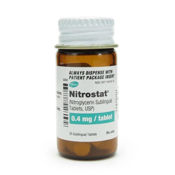 NitroQuick Nitroglycerin Sublingual, 0.4mg tablets - 25 tablets/bottle