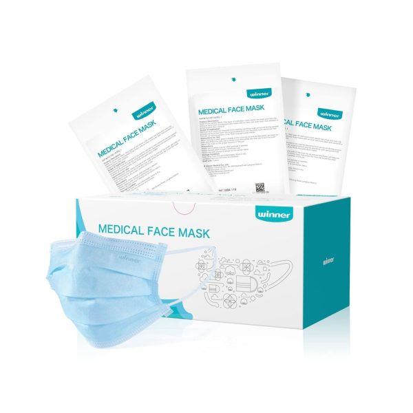 Winner Blue Disposable Face Mask with Earloop, Level 1 Medical Grade, 3-Ply -Box of 50