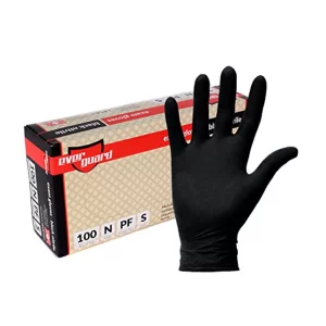 EverGuard Black Nitrile Exam Gloves, Non Latex, Powder Free (100)