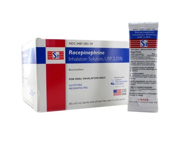 Racepinephrine Inhalation Solution, 2.25%, 11.25g/0.5mL, 30/box