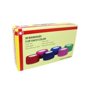 Ever Ready First Aid Self Adherent Cohesive Wrap Bandages for First Aid, Sprains, Swelling, Sports, Pets, Rainbow Colors, 1” x 5 Yards -30 Count