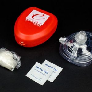 Adult CPR Mask in Hard Case with Inlet for O2 port