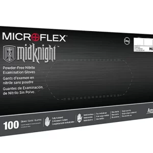 Microflex Midknight Black Powder Free Nitrile Gloves -Box of 100