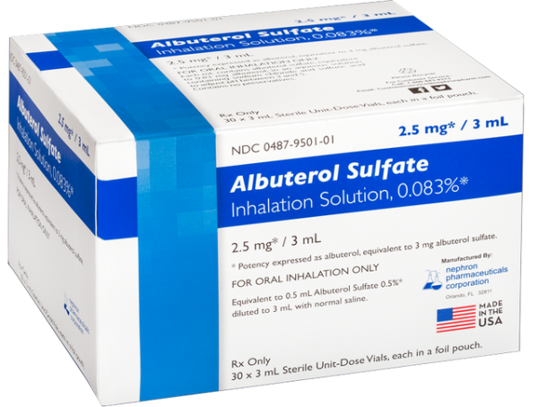 Albuterol Sulfate Inhalation Solution, 0.083% - 3mL Vial, 30/box